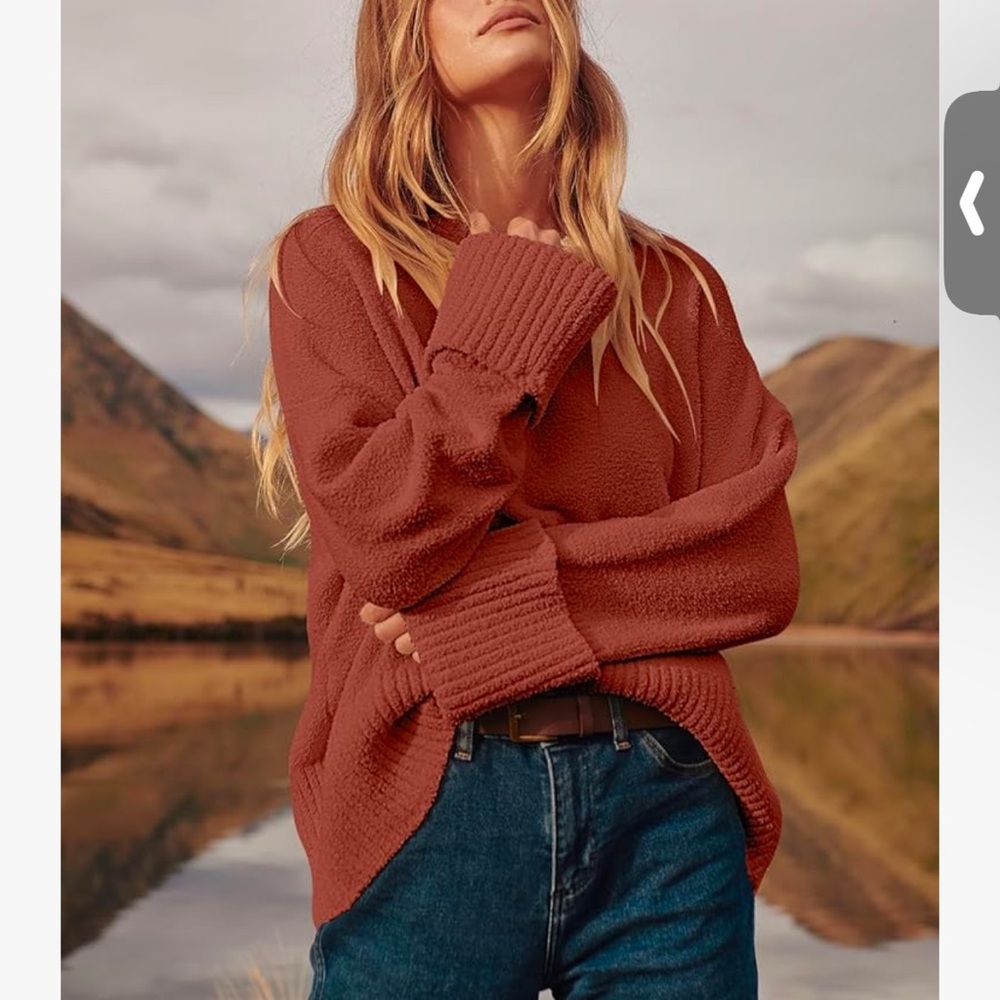 COZY WARM SWEATER. Rust color. Cuffed!! Size L!! LIKE NEW!!! - Picture 7 of 7